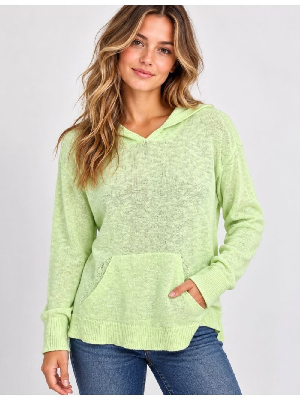 Avalin Cotton Hoodie Sweater Light Lime Green One Size